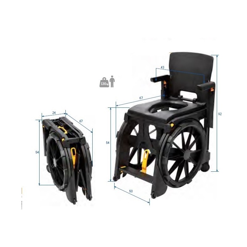 Silla de ducha e inodoro plegable de viaje WHEELABLE